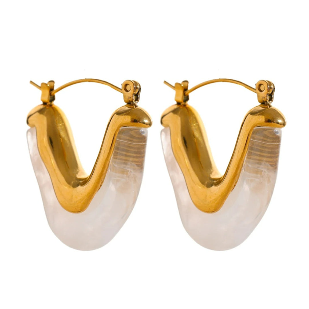 aros de acero inoxidable, aros geométricos, aros de forma de V, aros chapados en oro, joyería para mujeres, aros modernos, aros minimalistas, joyas elegantes