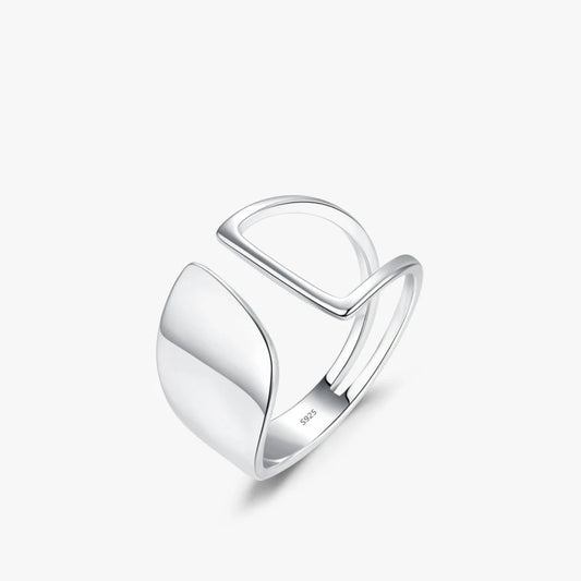 Modern Asymmetry Smooth Adjustable Ring, Anillo ajustable de asimetría moderna y superficie lisa