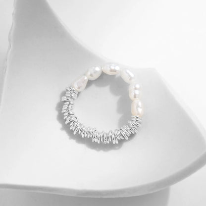 Baroque Pearl Geometric Ring for Women