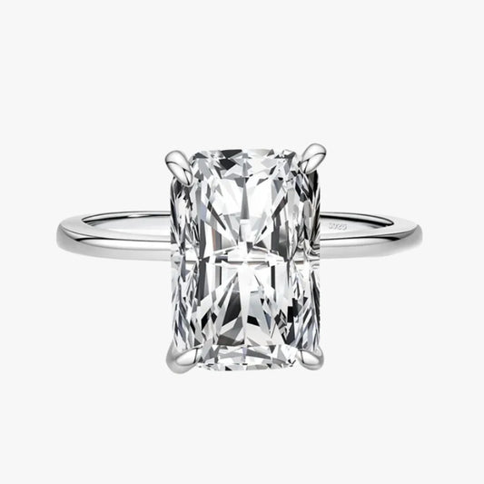 Rectangular Clear Cut Luxury Wedding Ring for Women, Anillo de boda de lujo rectangular con corte claro