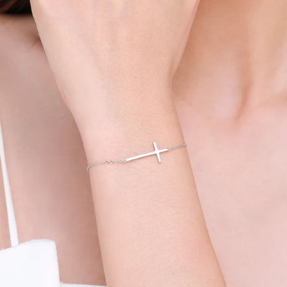 Divine Faith Cross Chain Bracelet for Women, Pulsera de cadena con cruz de fe divina