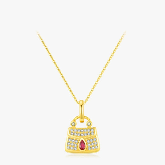 Trendy Lady Charm Gold Bag Pendant Necklace, Collar con Colgante de Bolsa de Oro Encantadora para Dama