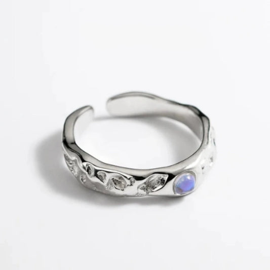 Exquisite Moonstone Opening Birthday Ring, Anillo de cumpleaños con piedra lunar de apertura