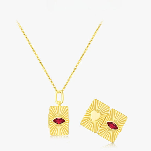 Love Letter Heart Pendant Necklace with Red Eye for Women, Collar Colgante de Carta de Amor con Corazón y Ojo Rojo | Joyería Romántica