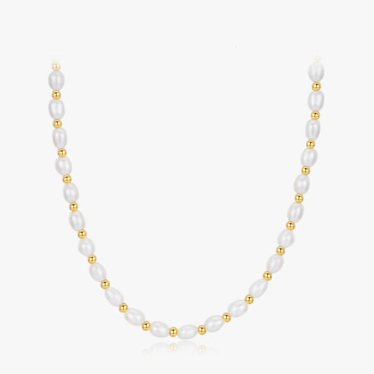 Irregular Freshwater Pearl Oval Party Necklace, Collar Ovalado de Perlas de Agua Dulce Irregulares