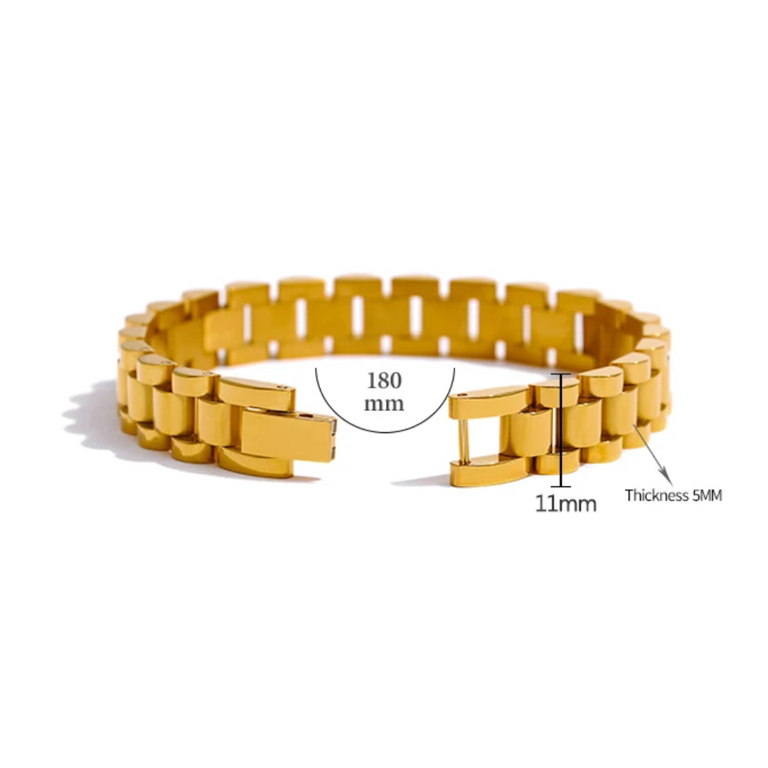 Pulsera Égida Dorada textura geométrica oro 18k impermeable – lenorajewelry.com/pulsera-egida-dorada-textura-pesada, pulsera de oro, joyería texturizada, metal pesado, pulsera impermeable, regalo mujer poder, acero inoxidable oro, LENORA, joyería geométrica, pulsera robusta, joyas atemporales