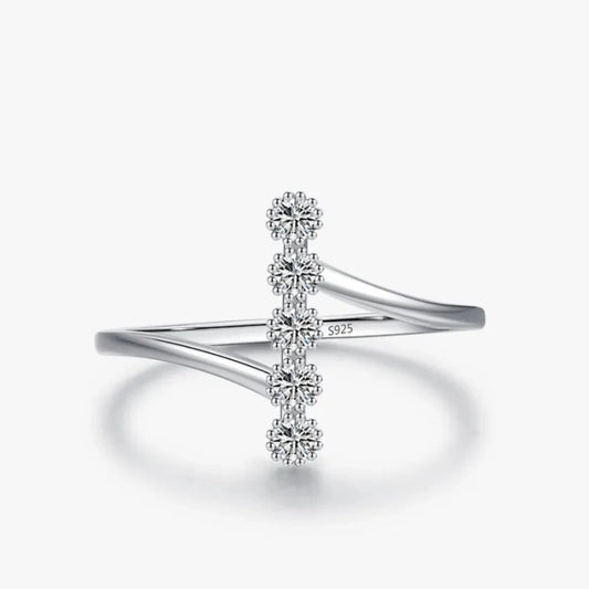 Elegant Silver Wedding Engagement Ring, Anillo de Compromiso y Boda de Plata