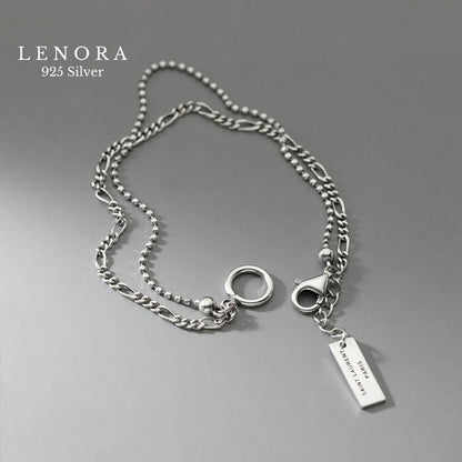 Classic Double Layer Link Chain Bracelet for Women, Pulsera clásica de doble capa de cadena de eslabones