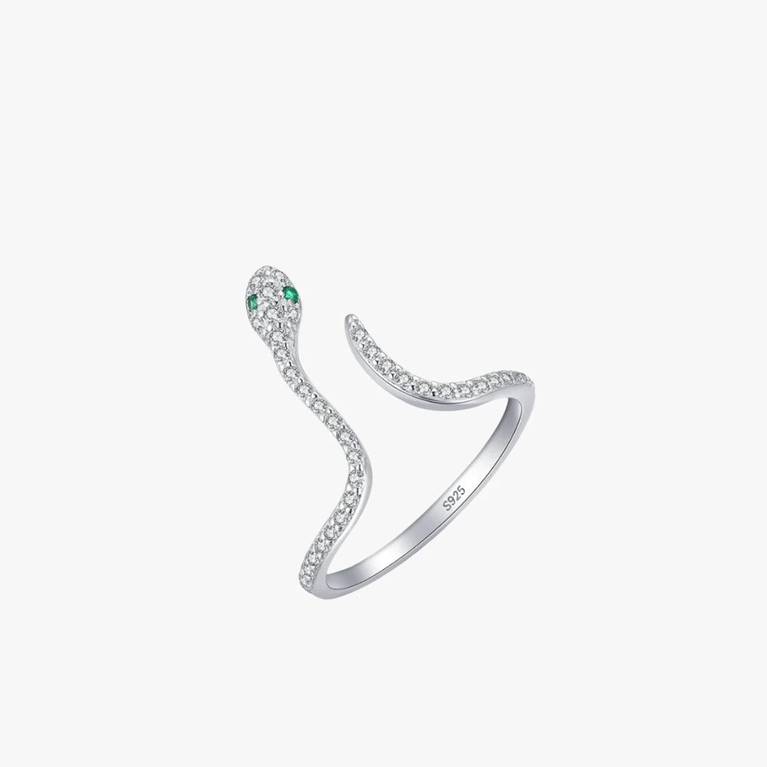 Anillo de serpiente de plata, Anillo de moda con circonitas, Anillo elegante de plata, Anillo de serpiente con circonitas, Joyería de moda con circonitas, Anillo de serpiente para mujer