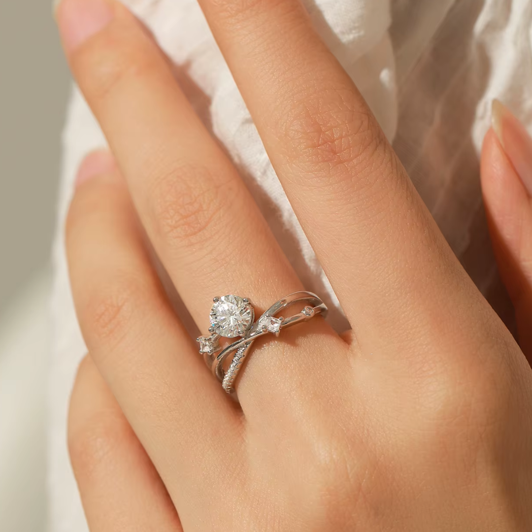 anillo de moissanita, joyas de amor, anillos de boda, moissanita 1 ct, plata esterlina 925, regalos románticos, anillos elegantes para mujeres, joyería de compromiso, amor verdadero