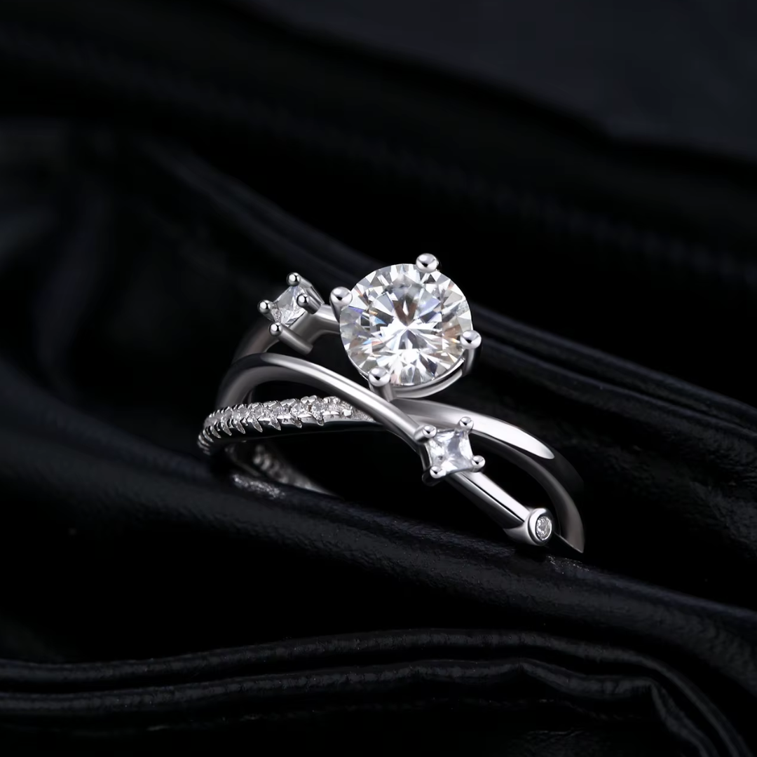 anillo de moissanita, joyas de amor, anillos de boda, moissanita 1 ct, plata esterlina 925, regalos románticos, anillos elegantes para mujeres, joyería de compromiso, amor verdadero