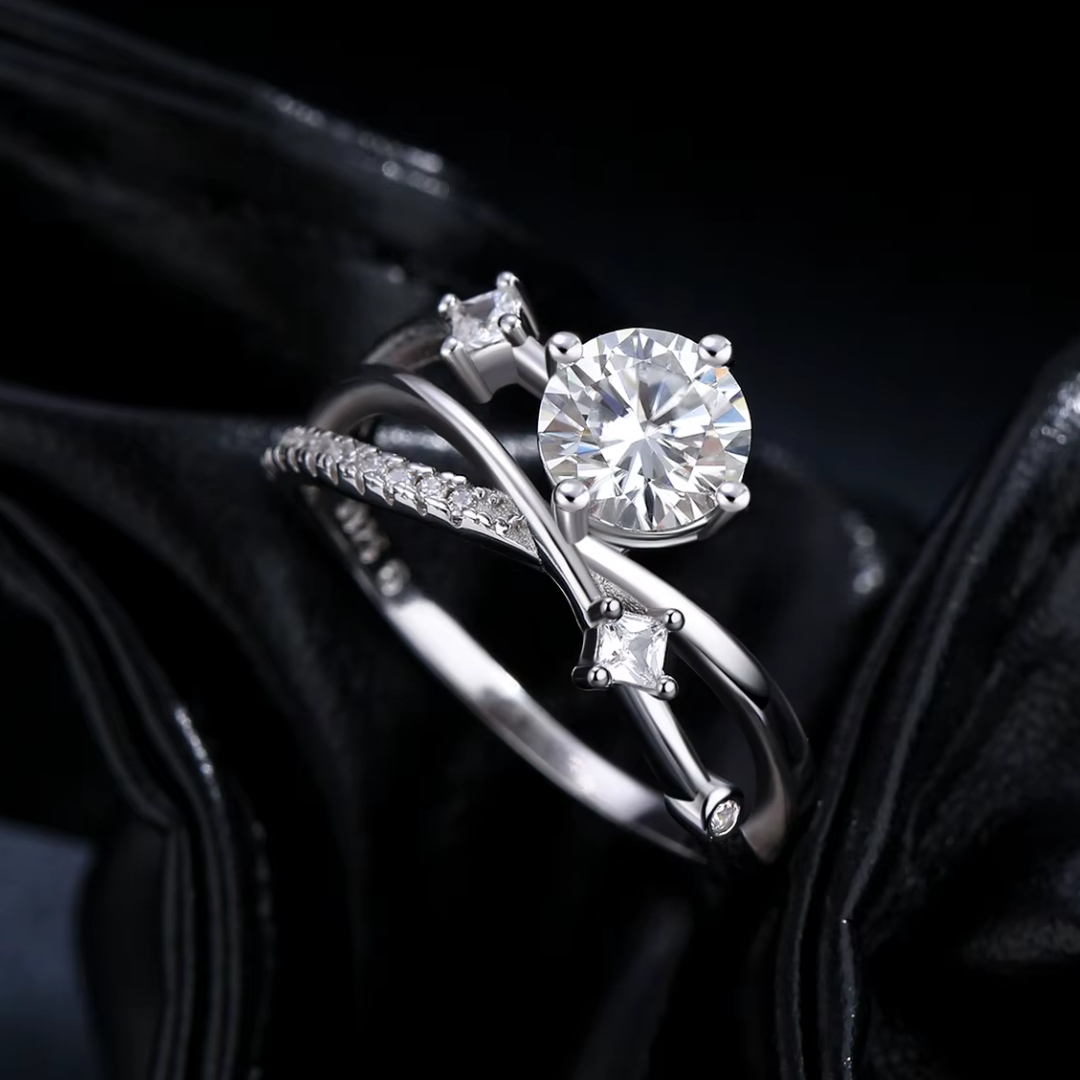 anillo de moissanita, joyas de amor, anillos de boda, moissanita 1 ct, plata esterlina 925, regalos románticos, anillos elegantes para mujeres, joyería de compromiso, amor verdadero