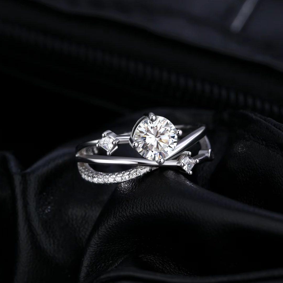 anillo de moissanita, joyas de amor, anillos de boda, moissanita 1 ct, plata esterlina 925, regalos románticos, anillos elegantes para mujeres, joyería de compromiso, amor verdadero