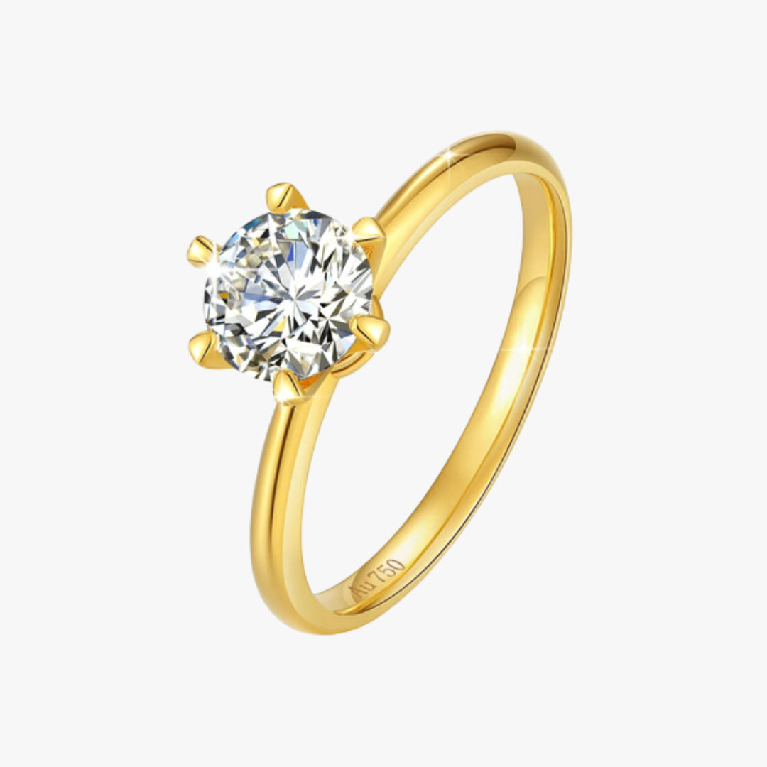 anillo de moissanita para mujer, anillo de moissanita 1 quilate, anillo de oro 18K para mujer, joyería de lujo, anillo certificado de moissanita, anillo de moissanita en oro, compra de anillos al por mayor, joyería de alta calidad, anillo de moissanita con certificado, anillo de oro de 18 quilates