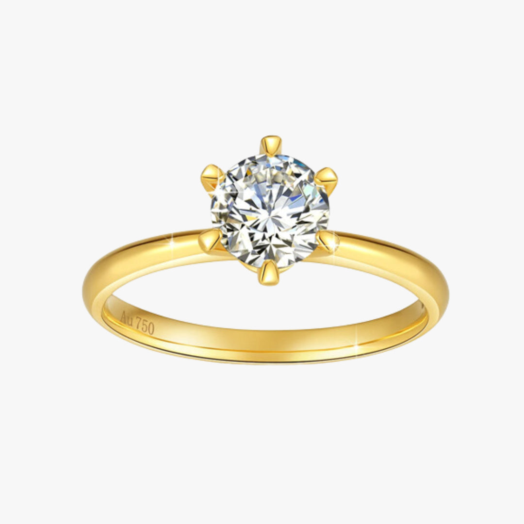 anillo de moissanita para mujer, anillo de moissanita 1 quilate, anillo de oro 18K para mujer, joyería de lujo, anillo certificado de moissanita, anillo de moissanita en oro, compra de anillos al por mayor, joyería de alta calidad, anillo de moissanita con certificado, anillo de oro de 18 quilates