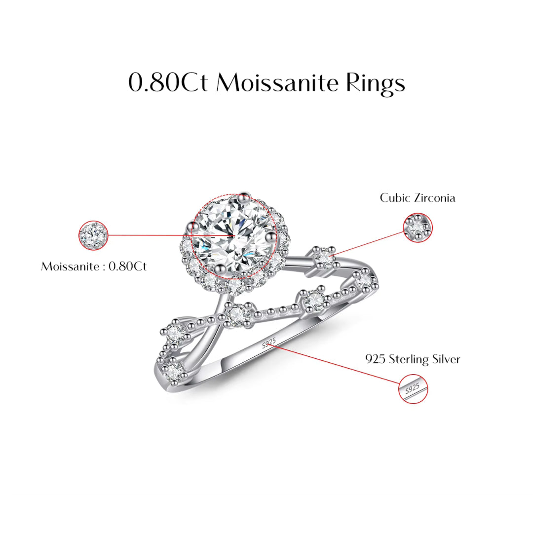 anillo de moissanita, anillo de boda, joyería de lujo, anillo de corona, plata 925, moissanita 0,8ct, joyería fina, anillo elegante, regalo para mujer, anillo personalizado


