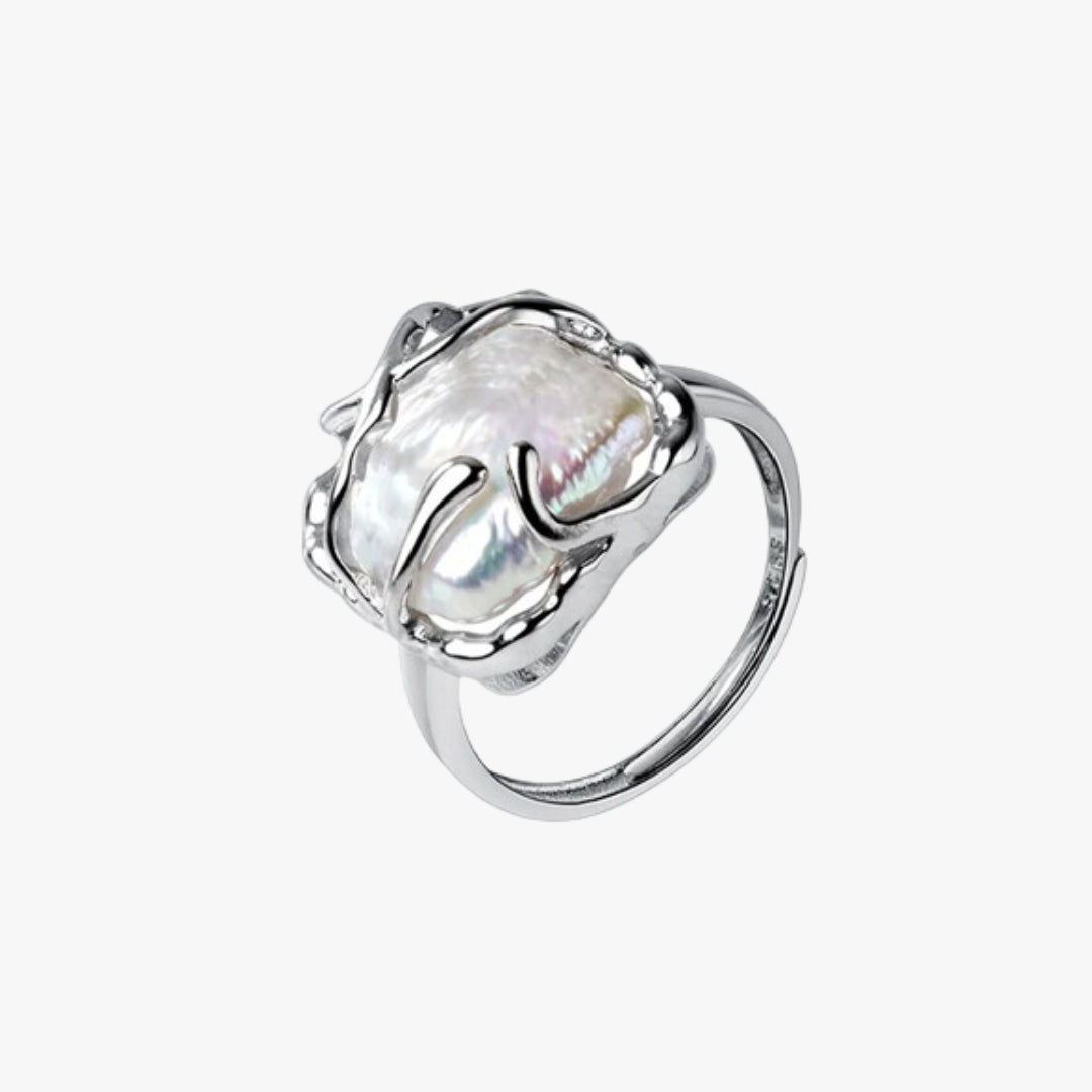 Anillo cuadrado ajustable, Anillo con gota de agua irregular, Anillo cuadrado con diseño único, Anillo moderno ajustable, Anillo elegante con forma de gota