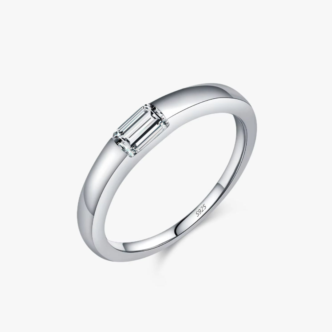  anillo apilable de plata 925, anillo rectangular de circonitas, anillo de boda para mujeres, anillo de compromiso, joyería apilable, anillo de aniversario, anillo de plata esterlina