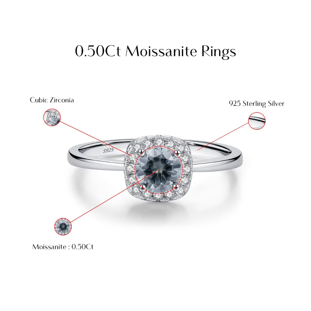 anillo de moissanita, joyería de boda, anillos elegantes, anillo de plata 925, joyas finas, moissanita color D, regalos románticos, anillo para novia