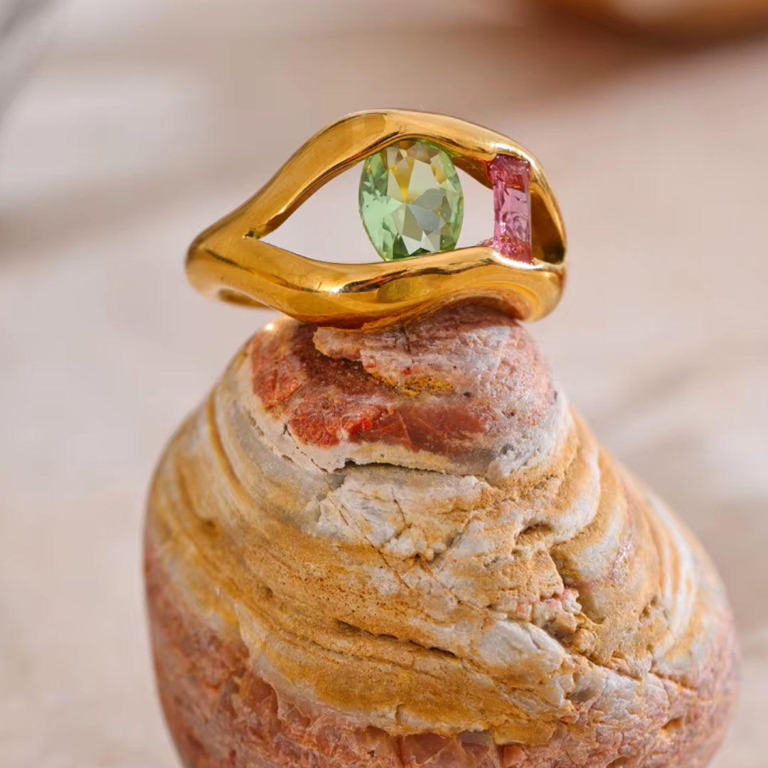Anillo hipoalergénico de acero inoxidable – lenorajewelry.com/anillo-labris-aureo-oro