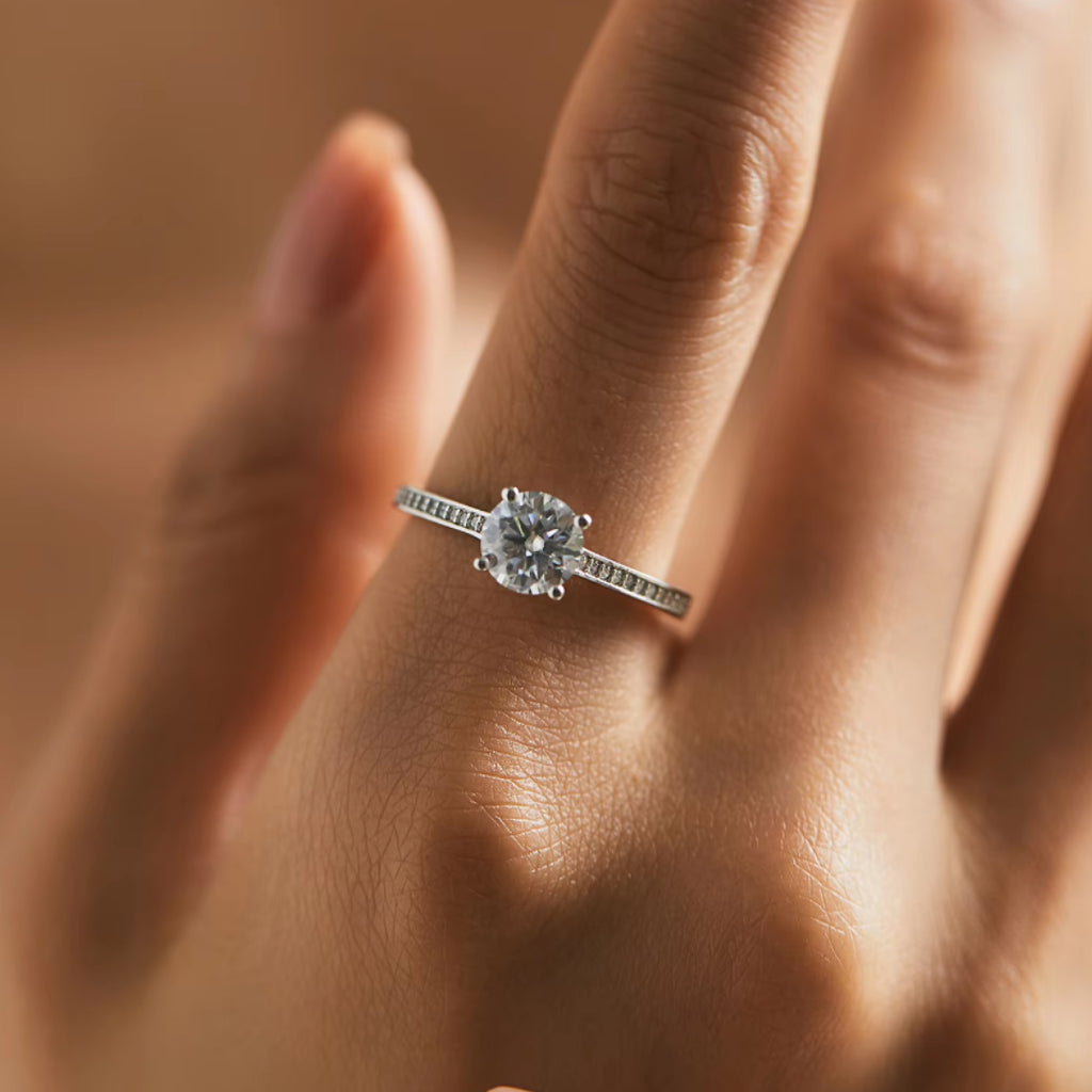  anillo moissanite, anillo compromiso 1ct, anillo plata 925, joyas finas, anillo de bodas