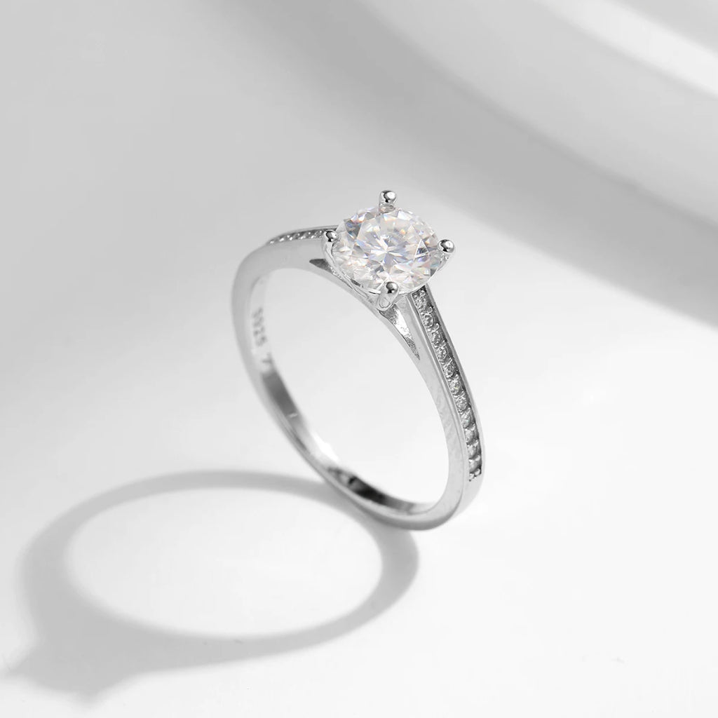  anillo moissanite, anillo compromiso 1ct, anillo plata 925, joyas finas, anillo de bodas