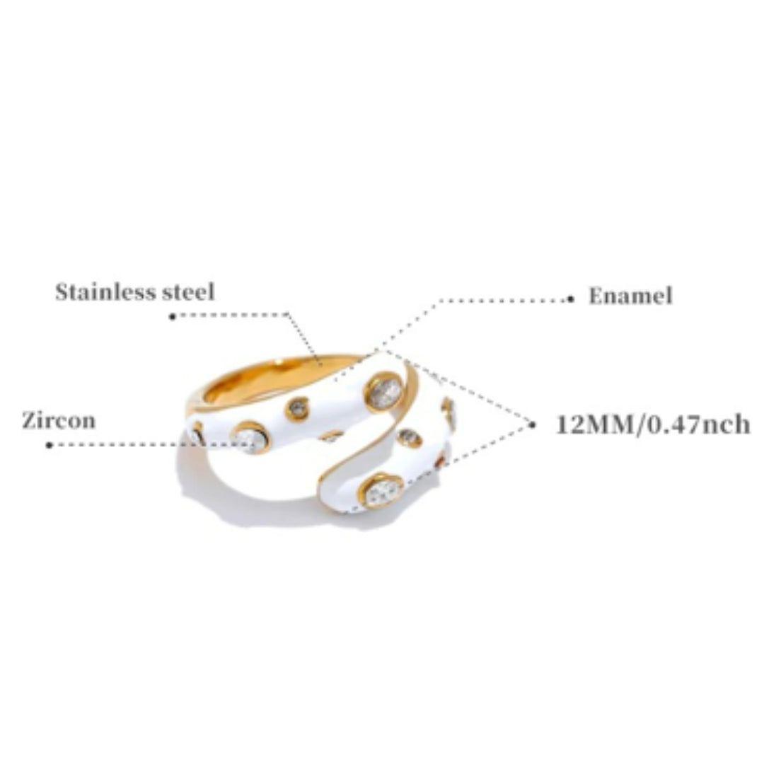 anillo Y2K, joyería ajustable, esmalte vibrante, Sweet Nova, zirconia cúbica, acero dorado, moda retro, regalos únicos, joyas hipoalergénicas