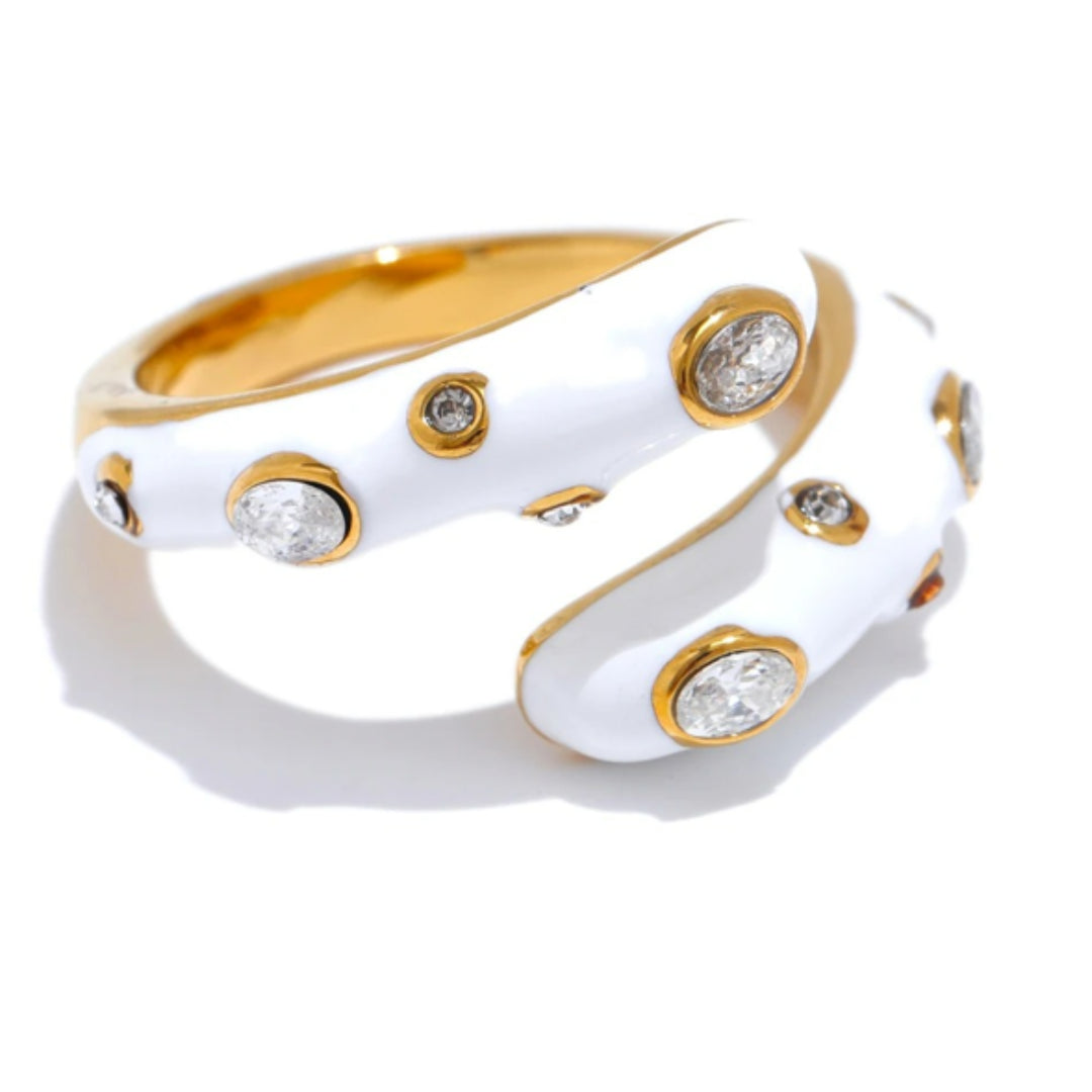 anillo Y2K, joyería ajustable, esmalte vibrante, Sweet Nova, zirconia cúbica, acero dorado, moda retro, regalos únicos, joyas hipoalergénicas