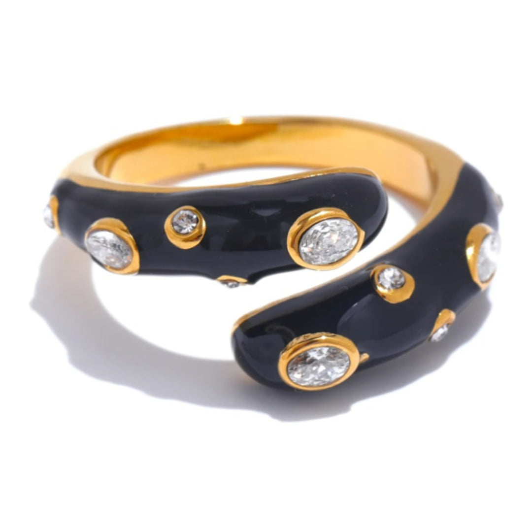 anillo Y2K, joyería ajustable, esmalte vibrante, Sweet Nova, zirconia cúbica, acero dorado, moda retro, regalos únicos, joyas hipoalergénicas