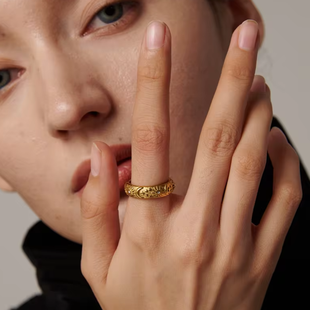 anillo, estelar, lenora, oro, real, zirconia, elegante, joyería, Eternal Glamour

