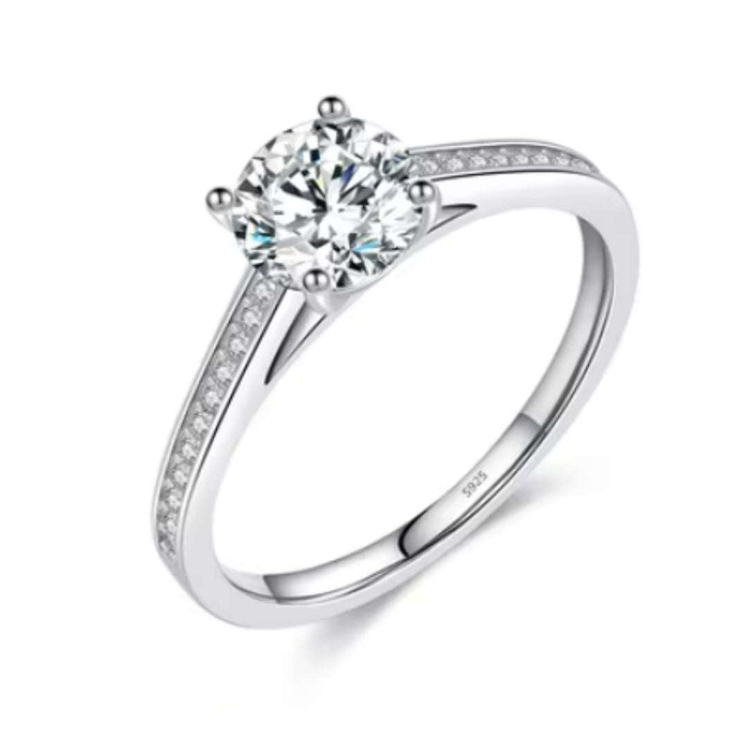  anillo moissanite, anillo compromiso 1ct, anillo plata 925, joyas finas, anillo de bodas