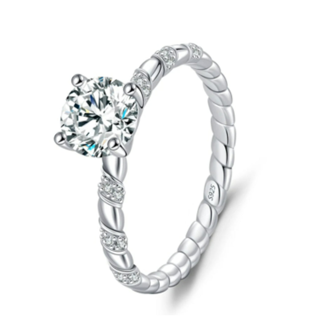 anillo de moissanita, joyería de boda, anillos elegantes, anillo de plata 925, regalos románticos, anillos para novias, moissanita 1 ct, joyería fina