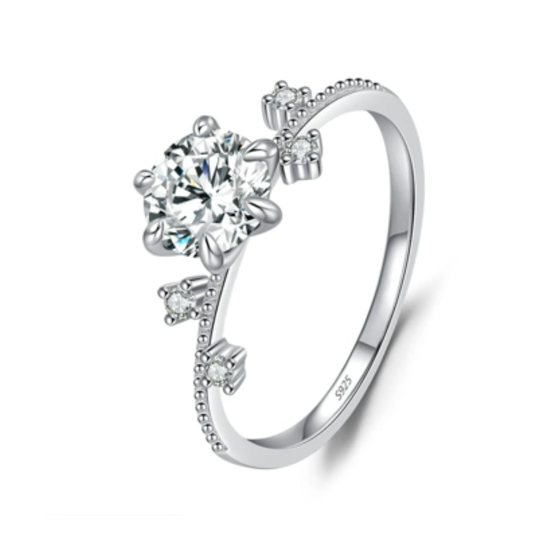 anillo de moissanita, anillo de boda, joyería de plata, anillo de compromiso, diseño de flor, moissanita 1ct, joyería para mujeres, anillo elegante, regalo de boda, joyería fina
