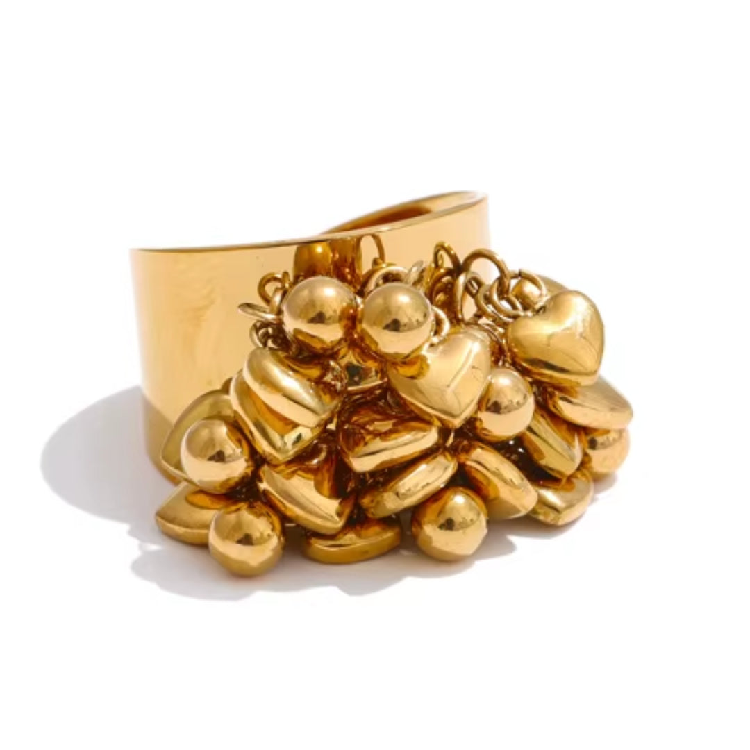 anillo corazón, acero inoxidable, oro 18k, joyería artesanal, Corazón Artesano, anillo ajustable, regalos para mujer, accesorios impermeables