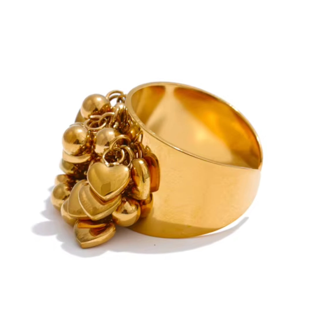 anillo corazón, acero inoxidable, oro 18k, joyería artesanal, Corazón Artesano, anillo ajustable, regalos para mujer, accesorios impermeables