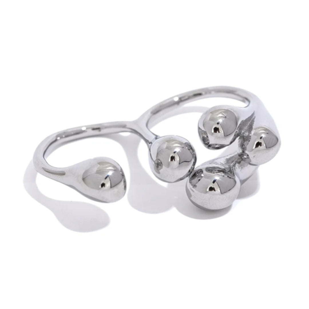 anillo dorado y plateado, anillo creativo para mujer, anillo resistente al agua, joyería moderna para mujer, anillo redimensionable, Lenora Jewelry