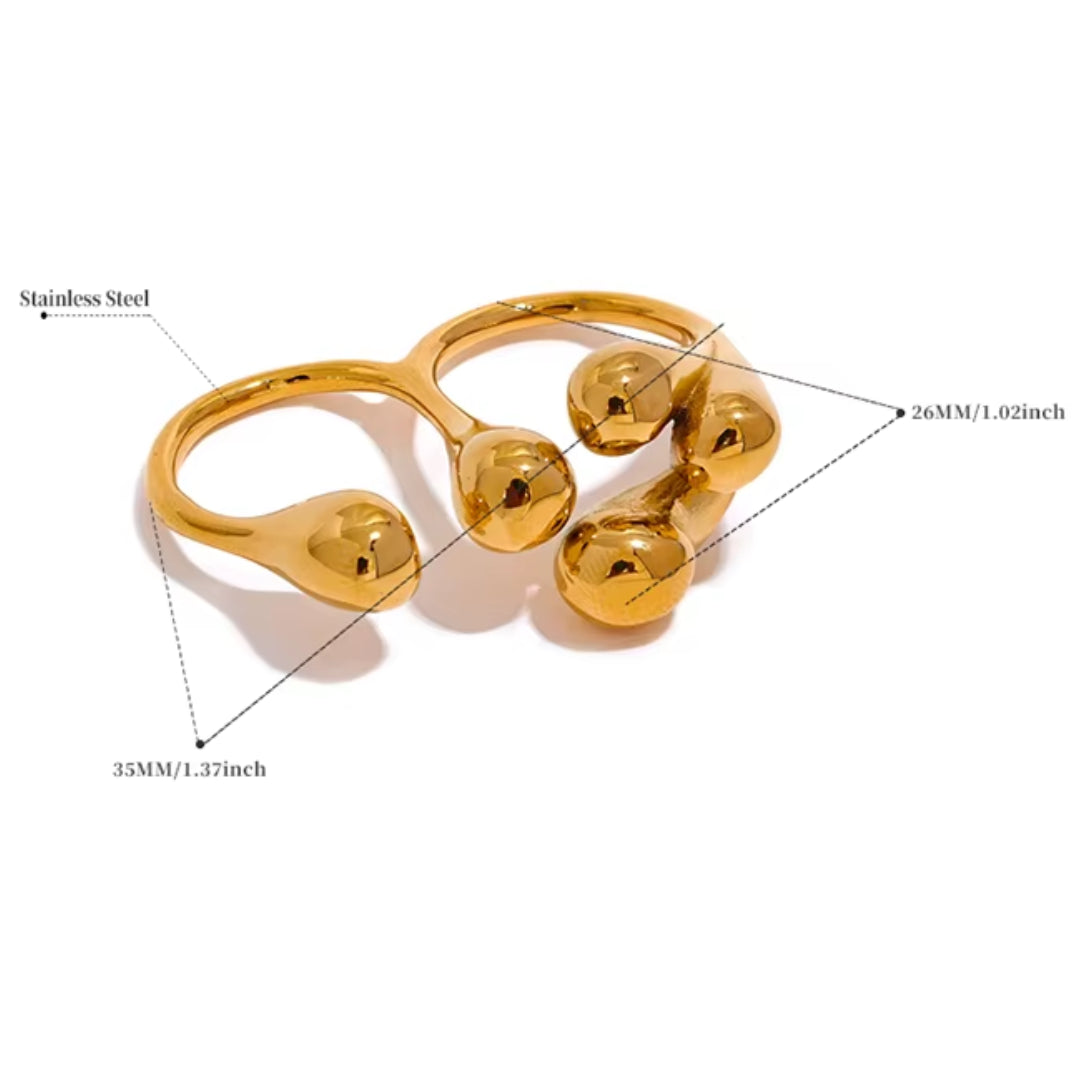 anillo dorado y plateado, anillo creativo para mujer, anillo resistente al agua, joyería moderna para mujer, anillo redimensionable, Lenora Jewelry