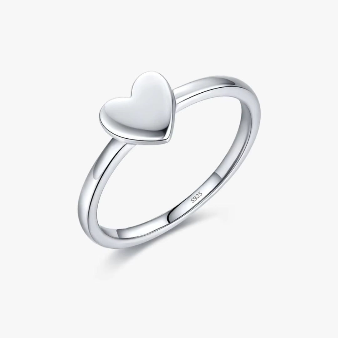 anillo de corazón, anillo plata 925, anillo apilable, joyas finas, regalo para mujeres