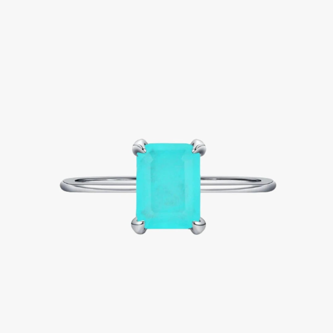 Anillo de turmalina Paraíba, Anillo encanto rectangular, Anillo de turmalina rectangular, Anillo elegante de turmalina, Joya de turmalina Paraíba