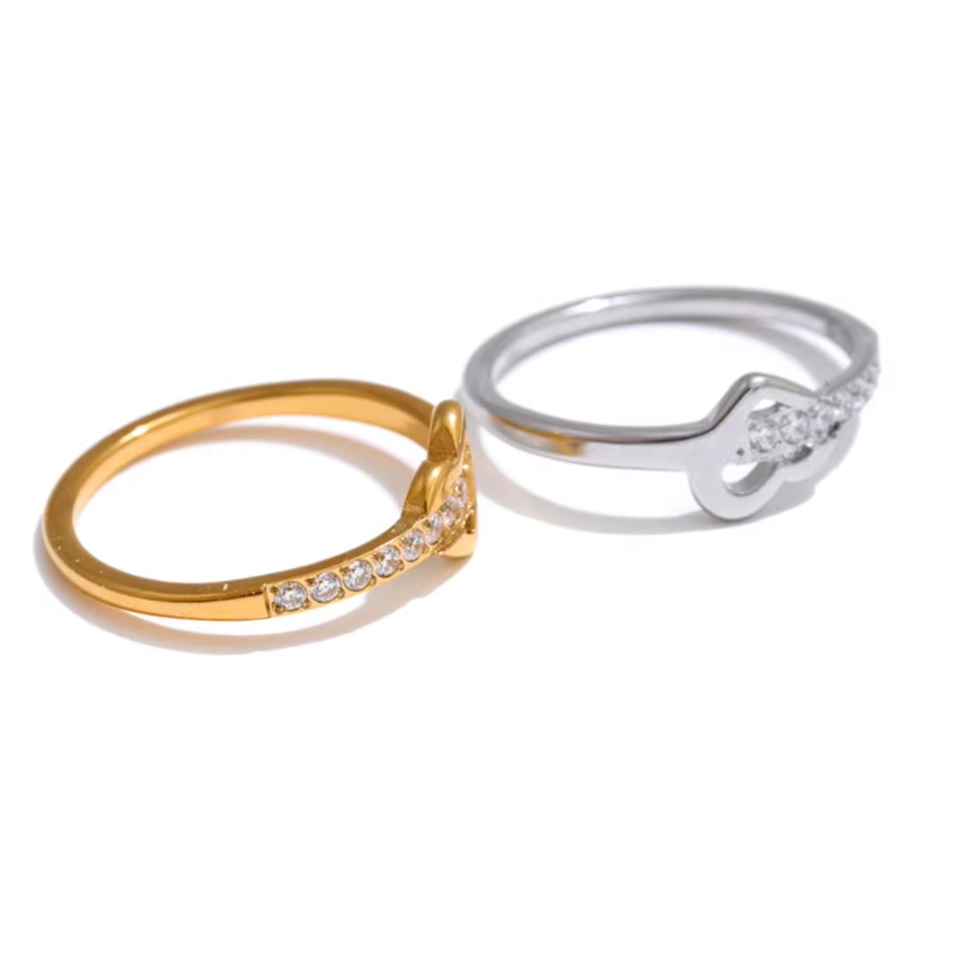 anillo de corazón cruzado, joyería elegante, anillos chapados en oro, zircón cúbico, accesorios para mujeres, anillos de moda