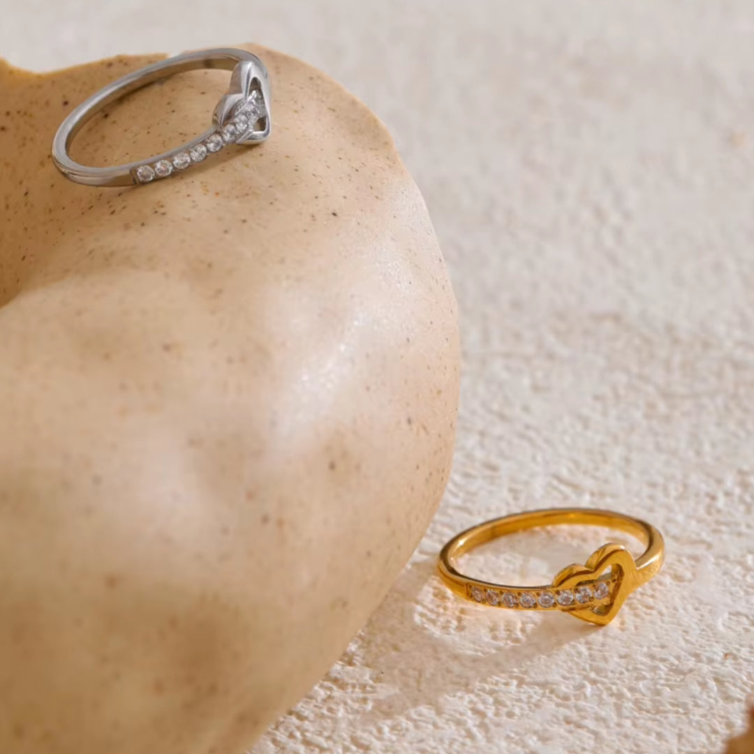 anillo de corazón cruzado, joyería elegante, anillos chapados en oro, zircón cúbico, accesorios para mujeres, anillos de moda