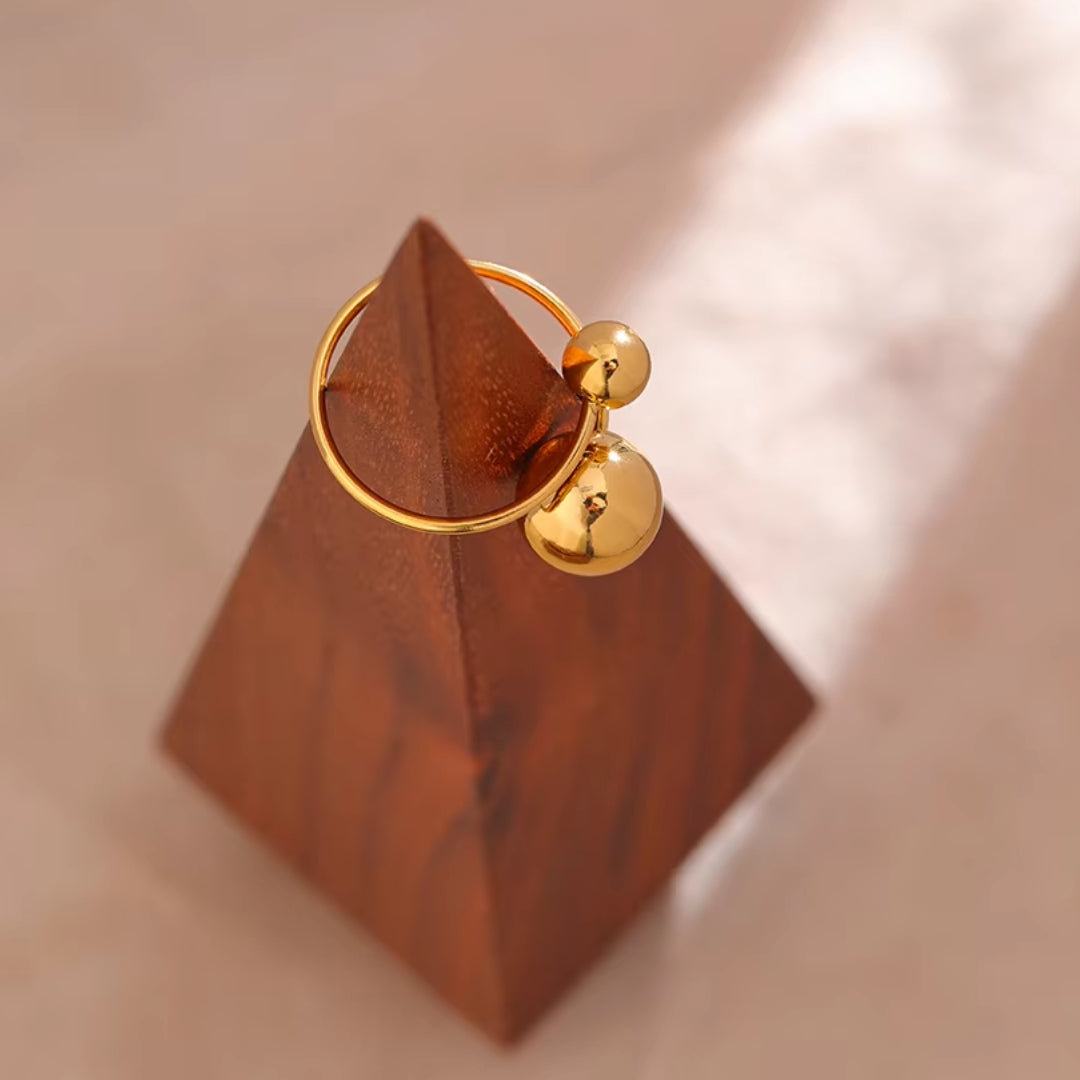 Adjustable Sphere Gold Ring
