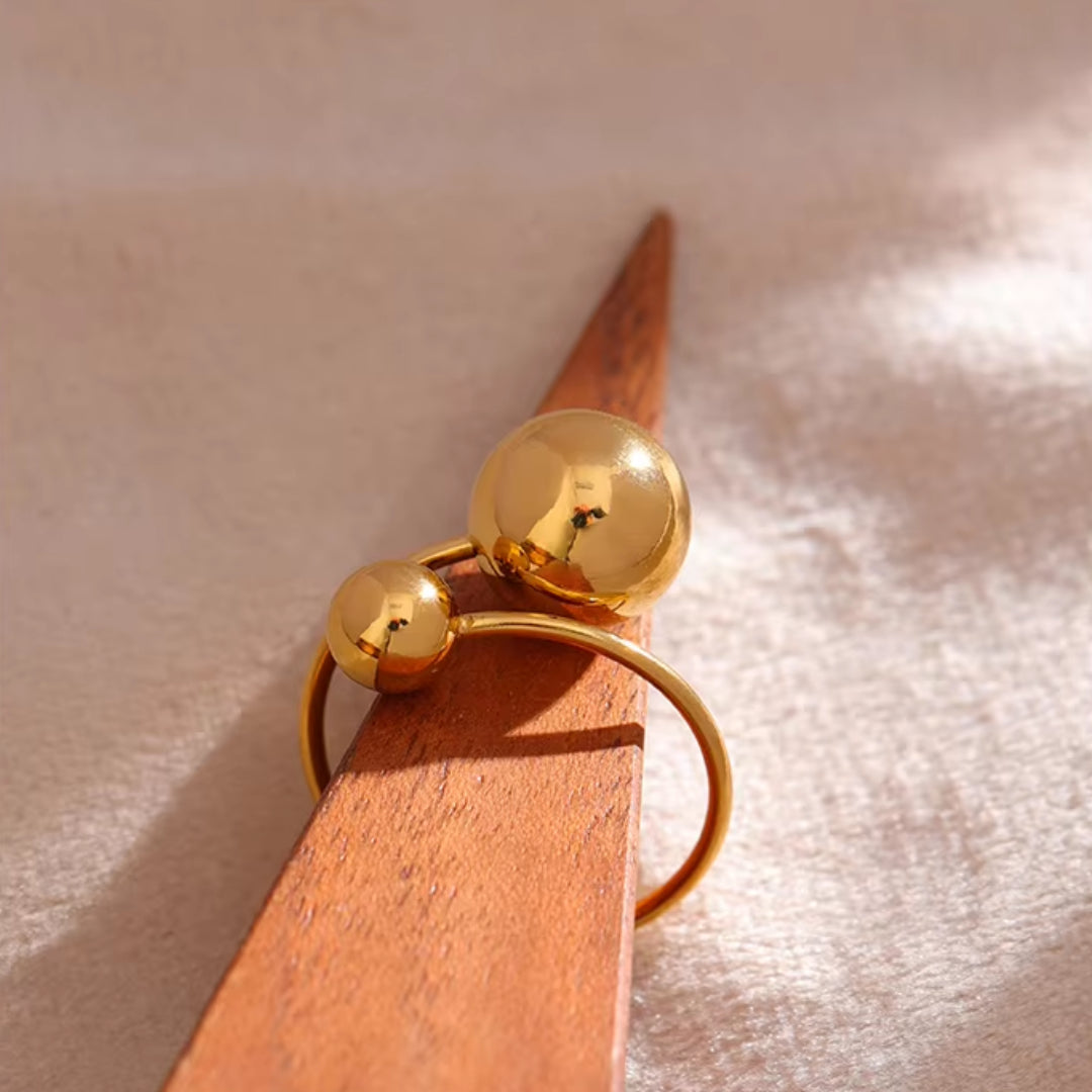 Adjustable Sphere Gold Ring
