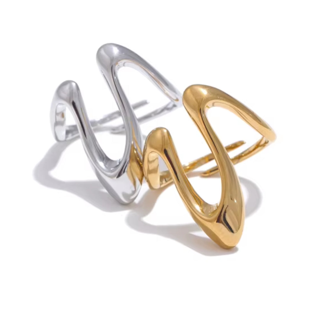 anillo ajustable minimalista, anillo de acero inoxidable dorado, anillo en forma de U, joyería moderna para mujer, anillos elegantes para mujer, accesorios resistentes al óxido, anillo chapado en oro ajustable, anillo geométrico a la moda