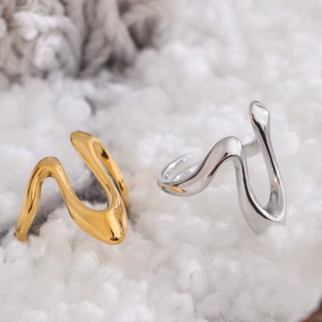 anillo ajustable minimalista, anillo de acero inoxidable dorado, anillo en forma de U, joyería moderna para mujer, anillos elegantes para mujer, accesorios resistentes al óxido, anillo chapado en oro ajustable, anillo geométrico a la moda