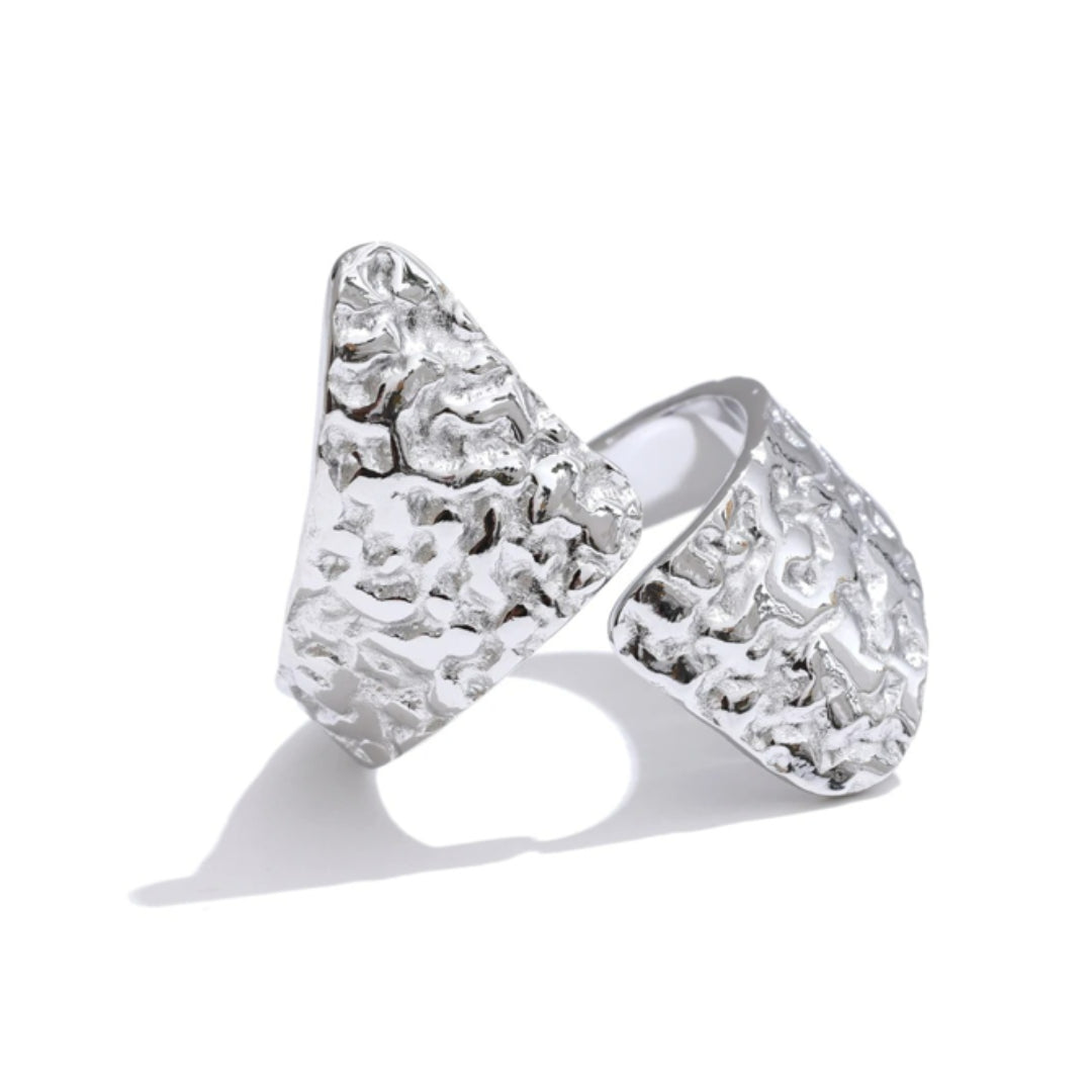 anillo geométrico, acero inoxidable, anillo ajustable, chapado en oro, diseño minimalista, joyería moderna, regalo para mujeres, accesorios elegantes
