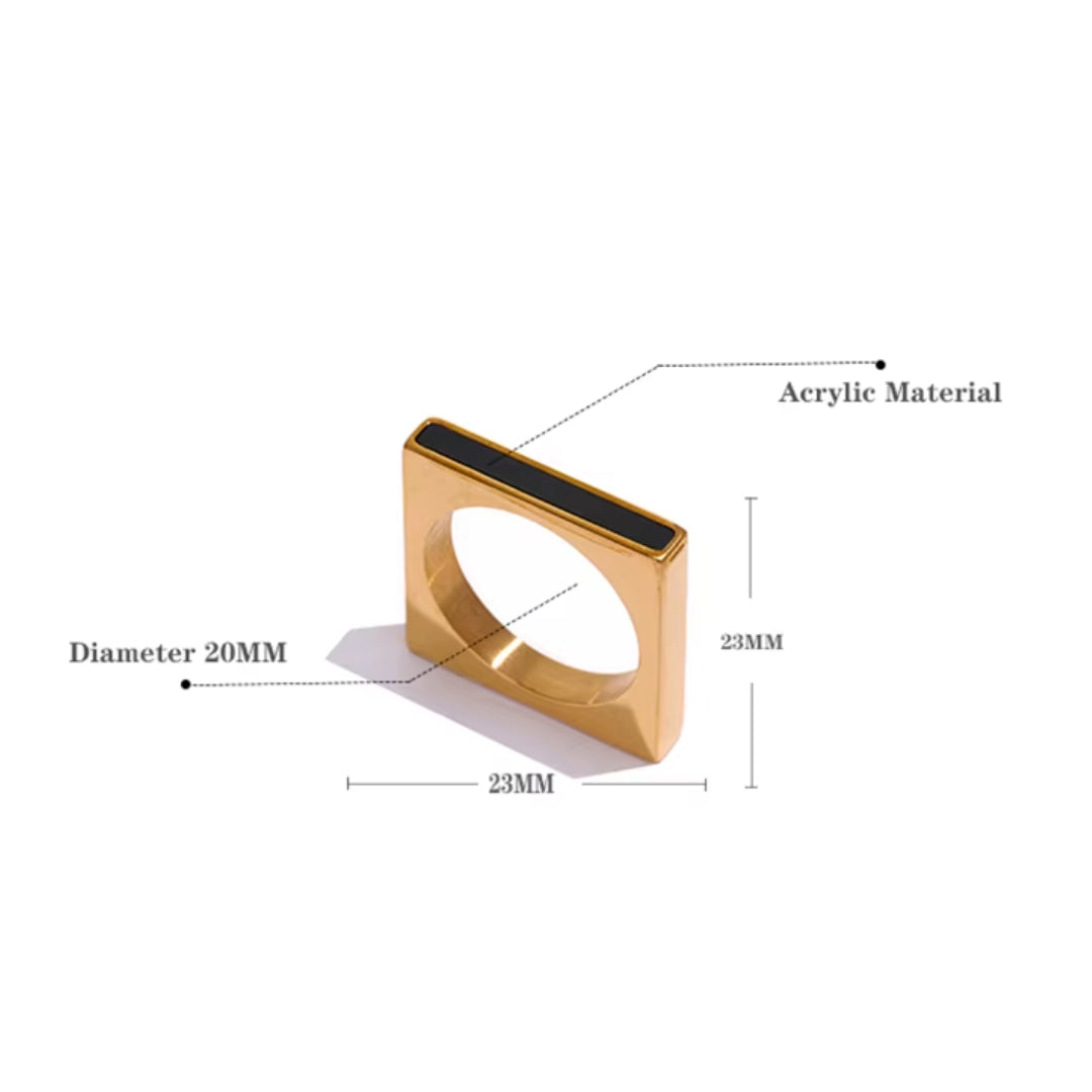 anillo minimalista para mujer, anillo cuadrado dorado, joyería moderna de acero inoxidable, anillos de acrílico, anillo elegante y versátil, anillo geométrico para mujer, accesorios minimalistas para mujeres, anillos modernos y resistentes