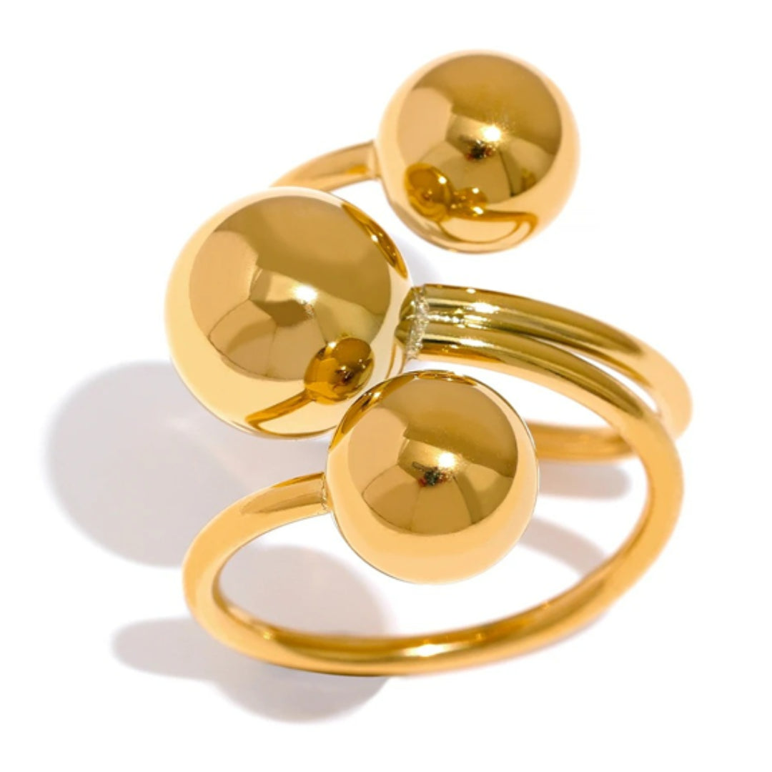 anillo multicapa, acero inoxidable, oro 18k PVD, joyería ajustable, Eterno Líneas, anillo geométrico, joyas resistentes al agua, regalos para mujer, accesorios modernos