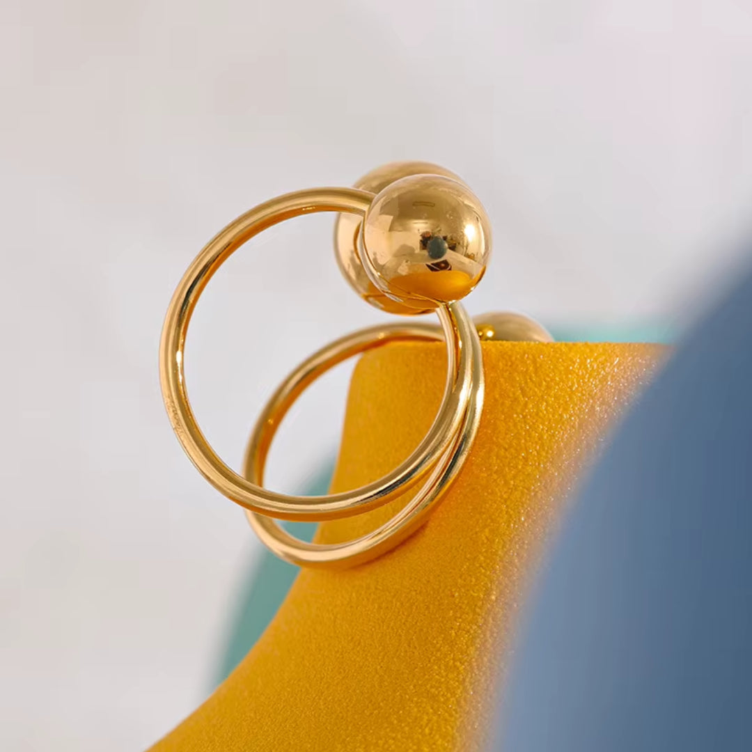 anillo multicapa, acero inoxidable, oro 18k PVD, joyería ajustable, Eterno Líneas, anillo geométrico, joyas resistentes al agua, regalos para mujer, accesorios modernos