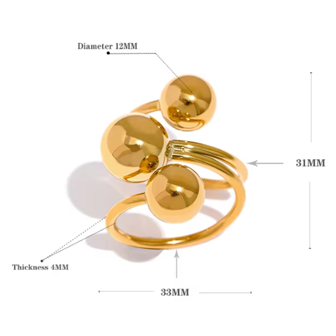 anillo multicapa, acero inoxidable, oro 18k PVD, joyería ajustable, Eterno Líneas, anillo geométrico, joyas resistentes al agua, regalos para mujer, accesorios modernos
